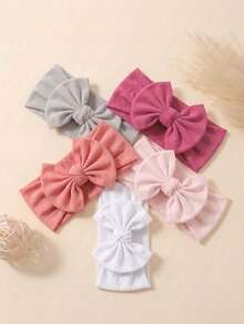 5pcs Baby Bow Decor Hair Band Love Valentine - Multicolor - View 9