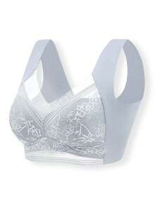 3pcs Seamless Lace Trim Wireless High Elasticity Sports Bras - Multicolor - View 7