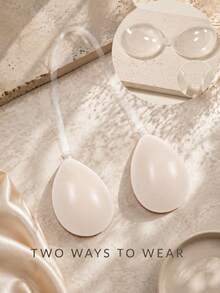 1Pc 2-Way Teardrop Silicone Bra, Detachable Adjustable Clear Halter Straps, Strapless & Halter Wear For Wedding Backless Tops White Tees - Clear - View 1