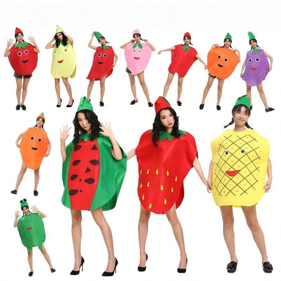 Set Kostum Dewasa Bertema Buah dengan Topi, Cocok untuk Cosplay Halloween, Pesta Ulang Tahun, Aktivitas Kelompok, dan Pertunjukan. - Beraneka warna - View 1