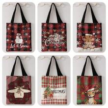 1pc Christmas Plaid Print Print Shoulder Tote,Large Capacity For Books,Groceries & Daily Beach Travel School Use.For Students, Great Daily Bag Or Gift - Red - View 2