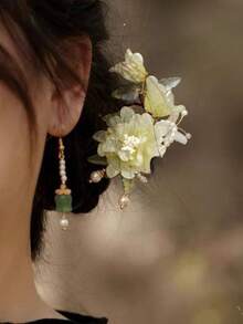 1pc Flower Hair Pin U-Shaped Hair Stick New Chinese Style Twisted Flower Hair Comb Hair Accessory For Updo, Hanfu Cheongsam Hair Accessory - Multicolor - View 2