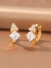 2pcs/Set Luxury Style Women's Earrings Suitable For Daily Commute, Date, Evening Party, Holiday Wear - Square - View 5