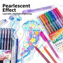 Langke Magic Painting 9pcs/18pcs 9-Color/18-Color Set Gradient Color Handwriting Pens/Highlighters, Multiple Colors And Sets, 0.5mm Tip, Transparent Barrel, Suitable For Painting, Marking, Student Notes, Drawing, Making Manuals, Office Use - Sets - View 7