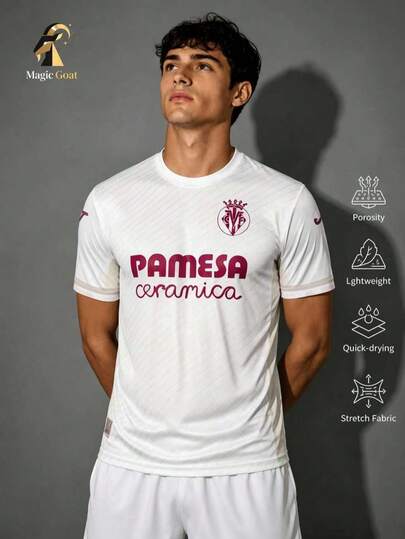 Camiseta de fútbol estilo Villarreal para hombres & Camisa deportiva de cuello redondo ligera & Transpirable, absorbe la humedad, secado rápido & Adecuada para entrenamiento, partidos, uso diario, regalos
