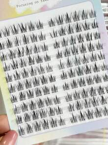 120pcs C Curl Sunflower Cartoon Anime Fairy Style Thin False Eyelash Clusters, Single Cluster Eyelash Extensions, Cartoon Sunflower Design, Enhances Eye Makeup Effect, Reusable - C - View 4