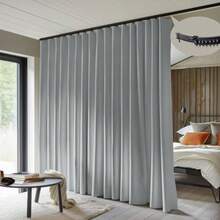 Room Divider Curtains With Flexible Ceiling Curtain Tracks Set, 100% Out Floor To Ceiling Curtains Patio Sliding Door Curtains Drape And Rail W 8.3 * H 8 FT - Grey - View 7