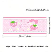 1 buah Karpet Meja Kulit Motif Bunga Bulan dan Stroberi Merah Muda Gaya Y2K yang Lucu dengan Pengait, Alas Meja PU Tahan Air dan Anti Selip untuk Meja Kantor - View 13