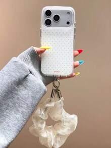 Wrinkled Silver Rope Pendant Compatible With Apple 17 Pro Max Phone Case, 16 New Model, 15 Pro, Women's 16 PM Full Coverage Protective Shell - White - View 2