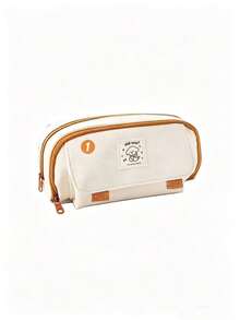 Large Capacity Double Zipper Vintage Pencil Case, New Student Edition For Middle And High School, Pencil Box, Multi-Compartment Stationery Bag For Organized Storage - Z - View 3