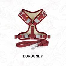 Dog Harness And Leash Set, Floral Pattern Double-Layer Breathable Mesh Vest Harness, Adjustable Soft And Durable Pet Walking Harness And Leash Set, Suitable For Small And Medium Dogs - Red - View 9