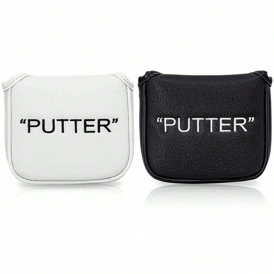 1PC Stylish Golf Mallet Putter Headcover With Exquisite "PUTTER" Letter Embroidery. Constructed From PU Material, It Shields The Putter Head From Scratches And Dust, A Practical Accessory For Daily Golf Use.