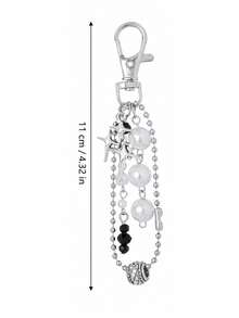 Gothic Star Tassel Beaded Keychain, Heart Pendant Women's Bag Chain Key Ring, Cute Keychain, Y2K Keychain Accessory, Heart Key Chain, Suitable For Key Bag, Women's Gift - Multicolor - View 13