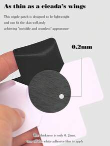 20pcs Black Cross-Shaped Self-Adhesive Satin Disposable Nipple Covers, Suitable For Women, Applicable For Dresses And Camisoles - Black - View 2
