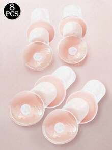 8/Pcs/Set Breathable Silicone Nipple Petals, Invisible Self‑Adhesive Nipple Cover Tape, Non‑Slip Reusable Breast Pasties For Wedding Dresses, Backless Outfits, Summer & Winter Daily Wear - Multicolor - View 10
