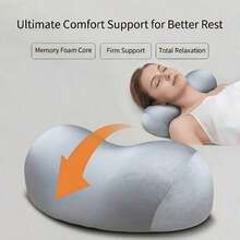 1PC Ergonomic Memory Foam Neck Pillow, Designed For Cervical Spine, Made Of Breathable Polyester, Hand Wash Only - Multicolored - View 6