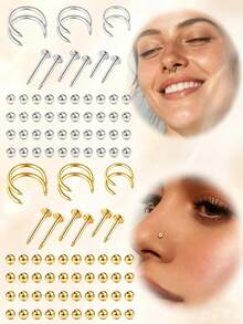 AVYRING Cartilage Helix Tragus Earrings Rings Studs Surgical Steel CZ 16G Curved Barbell Horseshoe Hoops Lip Labret Piercing Jewellery - Multicolor - View 1