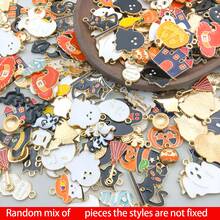 10/20/30/50/100pcs Random Mixed Halloween Enamel Charms Pumpkin Ghost Witch Bat Alloy Pendant For DIY Bracelet Necklace Jewelry Making Findings - Multicolor - View 1