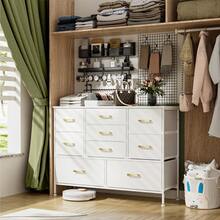 Bedroom Dresser With 9 Soft-Close Drawers, Versatile Storage Cabinet, Ideal As A TV Stand, 110 X 35 X 81 Cm - White - View 6