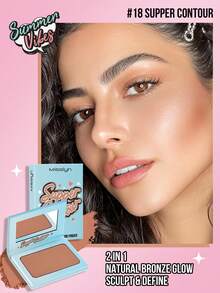 MISSLYN 2pcs HEART ON MY CHEEKS POWDER BLUSH & SUPPER CONTOUR Bronzing & Contouring Powder Set, Silky Blendable Pigment, Natural Warm Glow, Face Palette Cheek/Contour, Daily/Party/Summer, Y2K/Soft Glam/Sun-Kissed, Blush & Bronzer Set,Halloween Makeup - #03+#18 - View 5