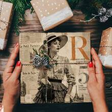 Vintage Paris Fashion Lady Scrapbook Paper 24 Sheets, 6 Inch Square Non-Repeating, Distressed Old Magazine Newspaper Fashion Figure Illustrations, Junk Journal Collage DIY Greeting Card Vintage Artistic Handmade Gift - Square - View 6
