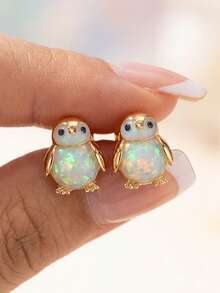 rakol 1 Pair Cute Penguin & Frog Stud Earrings, Exquisite Animal Design Jewelry Accessory, Suitable For Daily Casual Wear, Perfect Birthday Gift - Style 7 - View 8