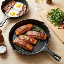 3pcs Heavy-Duty Cast Iron Skillet Pan Set - Pre-Seasoned Round Cookware With Stovetop & Even Heat Distribution, Featuring An Uncoated Skillet With A Handle, Versatile For Home Cooking, Outdoor Camping Grilling, Steaks, And Omelettes - View 5