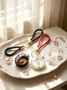 Mini Keychain Jewelry Box, Bear Mini Travel Jewelry Storage Box, Mini Jewelry Box, Portable Jewelry Box Earring Box, Compartment Storage For Earrings, Rings, Necklaces, Suitable For Commuting, Short Trips, Dorm Desk, Vanity Organization, Ideal For Delicate Girls, Students, Jewelry Lovers, Christmas, Back To School, Birthday, Best Friend Gifts, Mini Jewelry Organizer Box, Portable Ring Storage Box, Travel Small Jewelry Storage Box - Multicolor - View 5