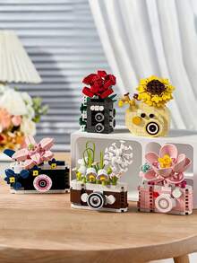 DIY Flower Camera Micro Particle Building Blocks Toy, Creative Desktop Decor Assembly Blocks, Holiday Gift For Adults And Children, Suitable For Kids 6 Years Old And Above - Flower Camera - View 5