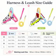 2pcs Dog Harness & Leash Set | Durable Polyester Webbing With Cow Print Thickened Neoprene Padding, Anti-Burst & Anti-Escape; Comfortable Non-Slip Leash Handle, Strong Round Rope, Suitable For Medium Dogs For Indoor & Outdoor Use - Multicolor - View 2