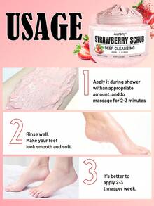 AURANY Strawberry Scrub Foot & Hand Scrub For Dry Cracked Feet Hands , Deep Cleansing Exfoliating Dead Skin Remover Moisturizing Even Skin Tone Brightening Smooth Rough Texture Fruity Scent , Suitable For All Skin Types , Halloween Party Gift, 250G - Strawberry - View 6