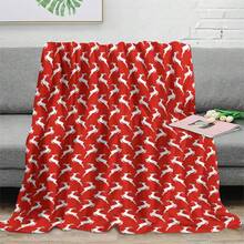 Soft & Comfortable 1pc Red Background Full Print Christmas Deer Modern Flannel Blanket - Style Polyester Nap Blanket - Digital Printing Process, Suitable For Sofa, Bed, Travel, Office Home Decor - Multicolor - View 8