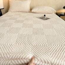 1pc Jacquard Fitted Sheet(Pillowcases Not Included), Available In Multiple Colors, Soft & Warm Mattress Protector, All‑Around Elastic Design, Comfortable And Durable Home Textile, Bedroom Bedding, Suitable For All Seasons, An Excellent Gift - Off-white - View 2