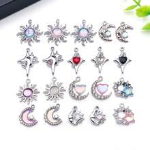 5/10/20pcs Silvery Plated Celestial Rhinestone Charms Sun Moon Star Heart Alloy Pendant For DIY Bracelet Necklace Earring Jewelry Making Findings - Multicolor - View 17
