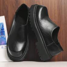 Sepatu Derby Vintage Pria dengan Tampilan Usang, Sepatu Loafer Kasual Bisnis Terbaru untuk Musim Semi, Sepatu Jas Penambah Tinggi Badan yang Tak Terlihat, Sepatu Formal yang Nyaman, Bernapas, Lembut, dan Serbaguna untuk Semua Acara - Hitam - View 3