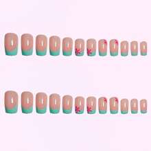 24pcs/Pack (12 Mixed Colors Randomly Selected) Y2K Short Square French Painted Press-On Nails, 3D Gel Flower, Ladybug, Polka Dot & Pearl Design, Spring/Summer Manicure, Easy-To-Wear Acrylic False Nail Set - Multicolor - View 6