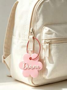 Personalized Flower-Shaped Acrylic Keychain, Customizable Text Bag Charm, Birthday, Valentine's Day, Anniversary Gift, Suitable For Couples, Friends, Pets And More - Multicolor - View 2