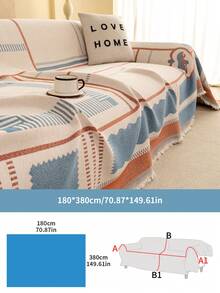 1pc Bohemian Geometric Tassel Sofa Cover Blanket, Anti-Cat Scratch Sofa Slipcover, Multi-Functional Furniture Protector For Sofa, Bed, Living Room Home Decor - Multicolor - View 17