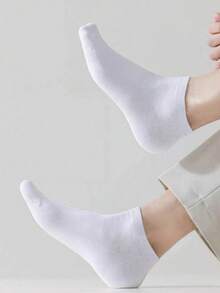15/10/9/6/3/1 Pairs Simple Basic Ankle Socks, Mother's Day Gift Socks. Soft And Lightweight Full Configuration Low-Cut Ankle Socks, Women's Knee-High Socks And Men's Mid-Calf Socks, Suitable For Sports, Home And Casual. Business Suitable For All Men And Women Knee-High Socks And Socks, Black, Grey, White - Multicolor - View 3