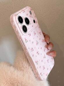 Pink Floral Phone Case, Raised Lens Ring Wear-Resistant Shockproof Phone Case, Gentle Fresh Commute Versatile Style, Compatible With Apple 15/15 Pro/15 Plus/15 Pro Max/16/16 Pro/16 Pro Max/17/17 Pro/17 Pro Max/12/12 Pro/12 Mini/13/13 Mini/13 Pro/13 Pro Max/14/14 Plus/14 Pro Max/11, Autumn/Winter Gift, Back To School Essential, Christmas Gift, Halloween Gift, Accessory - Pink - View 1