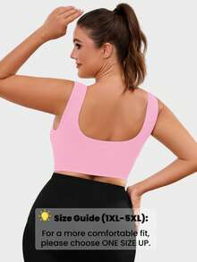 1pc Seamless Wireless Front Closure Adjustable Supportive Yoga Sleep Bra, Comfortable Pullover Sports Bra For Plus Size Women Pink Spring Fall - Pink - View 3