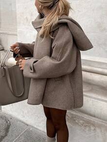 26 Autumn/Winter New Unique Silhouette Fashion Versatile Scarf Overcoat Daily Campus Style - Maroon - View 6