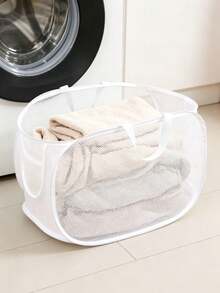 New Foldable Laundry Basket, Breathable Mesh Design To Remove Odors, Quick Folding, Large Capacity Bathroom Storage Basket, Pop-Up Mesh Dirty Clothes Basket, With Side Pockets, Clothing Storage Basket, Dirty Clothes Sorting Basket - Multicolor - View 8