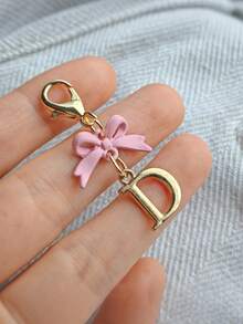 1PC New Elegant Pink Bow Key Chain, Cute English Letter Bow Keychain, Suitable For Women's Daily Use, Gift For Mom, Women's Bag DIY Backpack Pendant Charm Accessory, Wedding And Birthday Gift - Multicolor - View 20