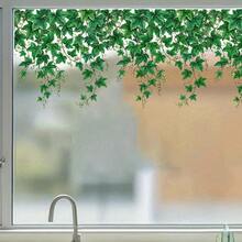 1pc Fresh Green Vine Window Sticker, For Living Room Bedroom Home Decor Glass Sticker, Static Adsorption Removable, Decorative Art Style, Holiday Decoration Sticker, Christmas Decoration - Multicolor - View 1