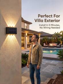 1pc Solar LED Light, Outdoor Solar Spotlight, Landscape Balcony Wall Decor Solar Wall Light, Outdoor Wall Light, From Dusk To Dawn, Suitable For Outdoor Garden Wall, Path And Wall Light, Optional Warm Or Cool Color - Star - View 3