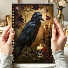 DANPERJI 1pc A5 Spiral Journal, Gothic Vintage Dark Flower Art Notebook, Dark Romantic Aesthetic, Personal Journaling & Hobby Use, Notetaking Organizer Memorandum - Gothic - View 2