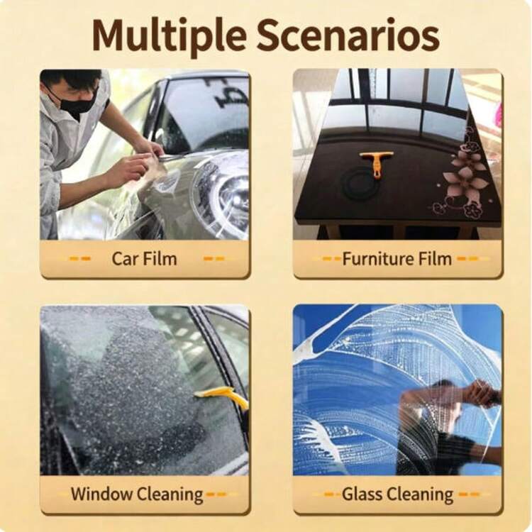 3pcs Rubber Squeegee, Car Window Film Application Tool, Glass Water Scraper, Grout Tool, Short Handle Rubber Squeegee - A - View 6