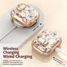 1pc Printed Lockable Pro 3 Protective Case, With Stand, Full Protection Shockproof Earphone Cover, With Keychain, Supports Wireless Charging - Multicolor - View 6