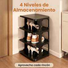 1-Piece 3-Tier Plastic Shoe Rack Space-Saving Corner Organizer For Entryway - Black - View 11